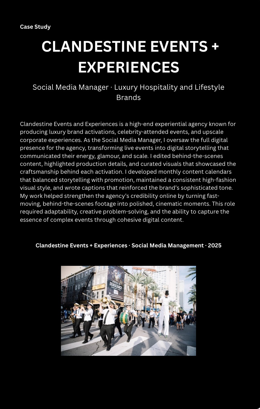 Clandestine Events + Experiences, case study